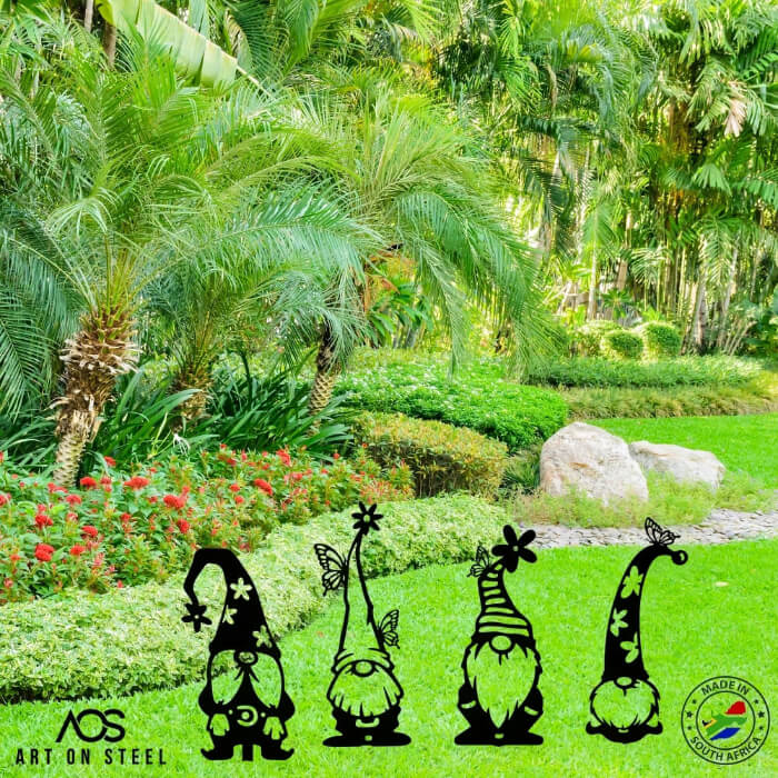 4 Garden Gnomes - Garden Decor | Art on Steel