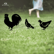Cock-and-Hens-Garden-Decor-Scene