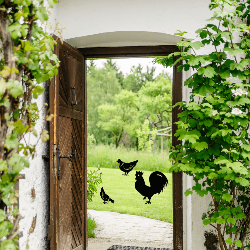 Cock & Hens Garden Decor