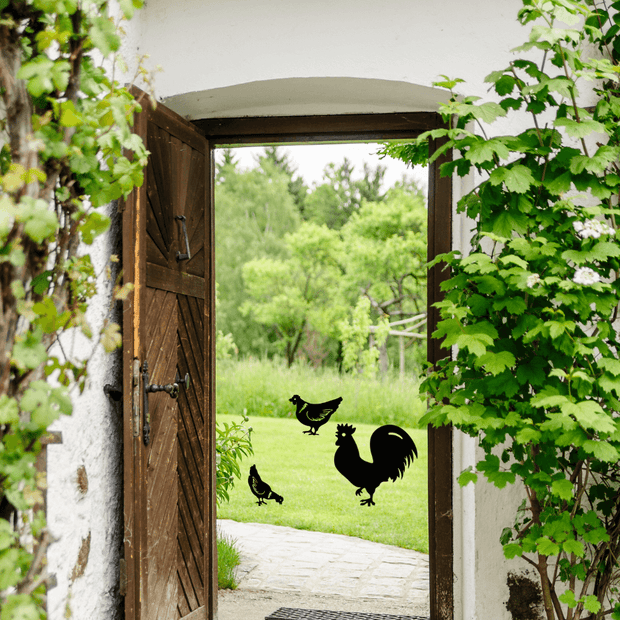 Cock & Hens Garden Decor