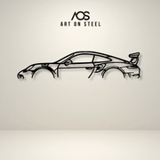 Porsche 911 GT3 RS metal wall art by Art on Steel – modern laser-cut steel car artwork, premium automotive wall décor for luxury homes, offices, and garages.