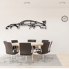 Porsche 911 GT3 RS metal wall art by Art on Steel in a boardroom above a table and chairs