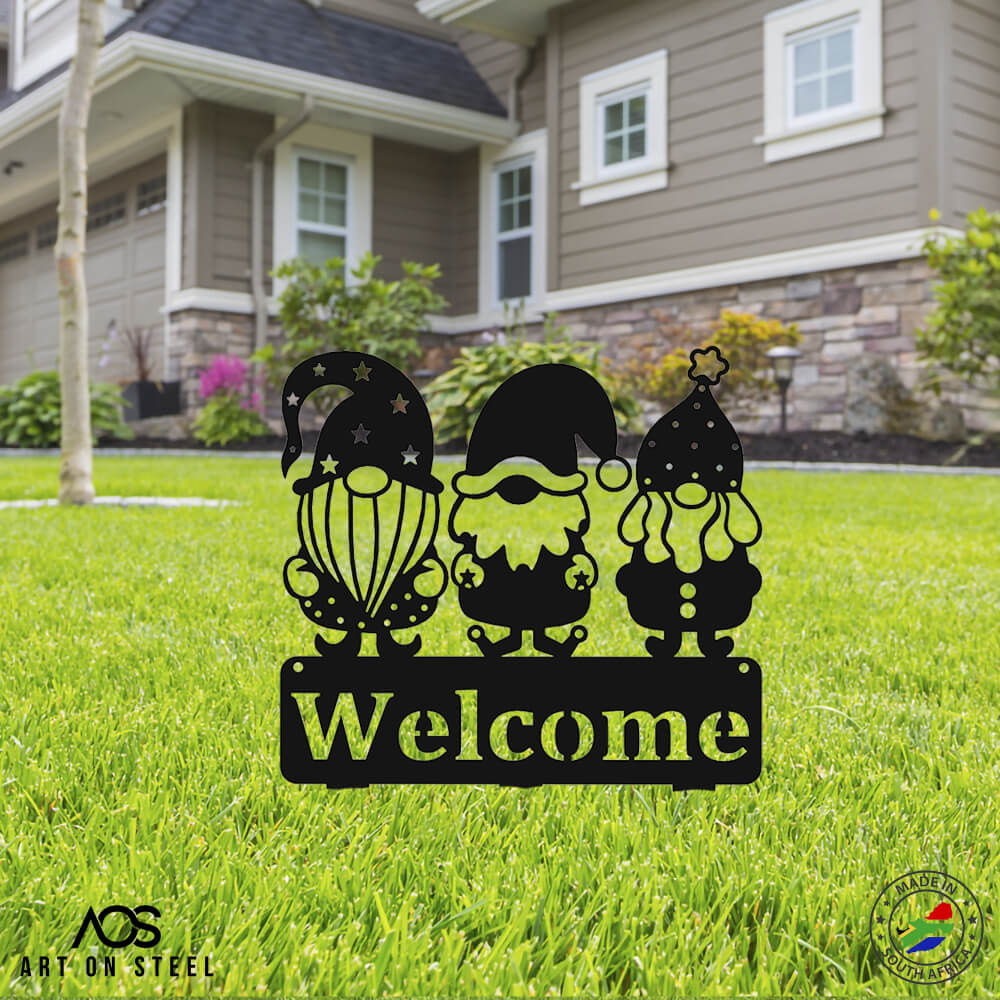 Welcome Gnome Steel Art | Garden Décor