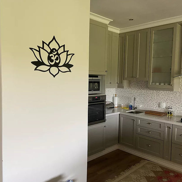 Lotus Flower with Aum Metal Art