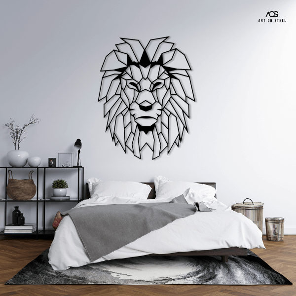 African-Lion-Metal-Wall-Art-above-bed
