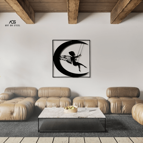 Fairy Swinging From The Moon Steel Art