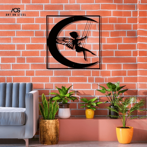 Fairy Swinging From The Moon Steel Art