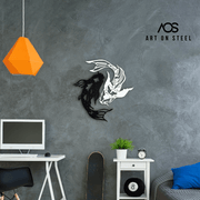 Koi-Fish-Metal-Wall-Art-Black-and-white