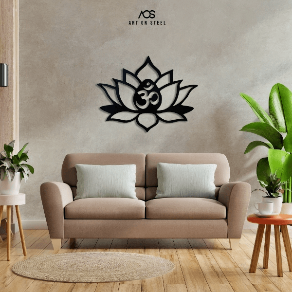 Lotus Flower with Aum Metal Art
